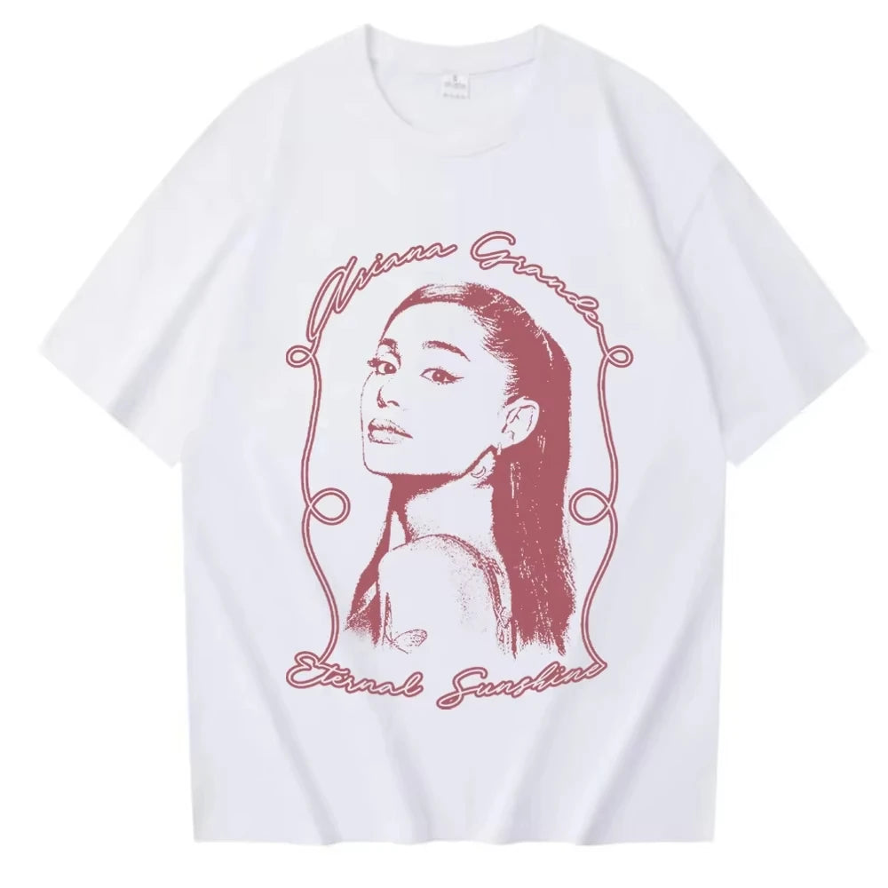 Ariana Grande Eternal Sunshine Printed T-shirt Men and Women Casual Fashionable Street Fashion Breathable Y2K Short Sleeved Tees